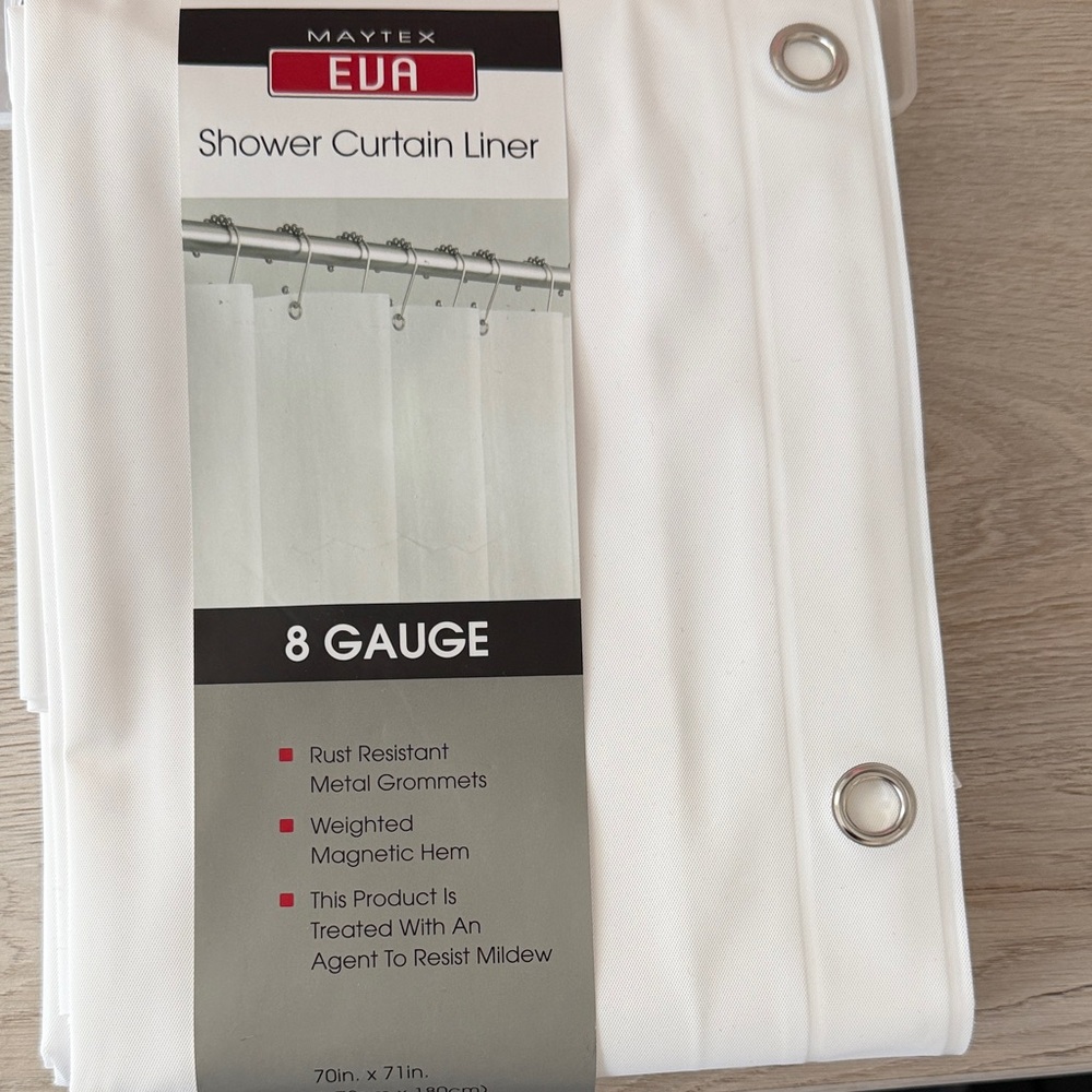 EVA White Shower Curtain Liner - 8 Gauge